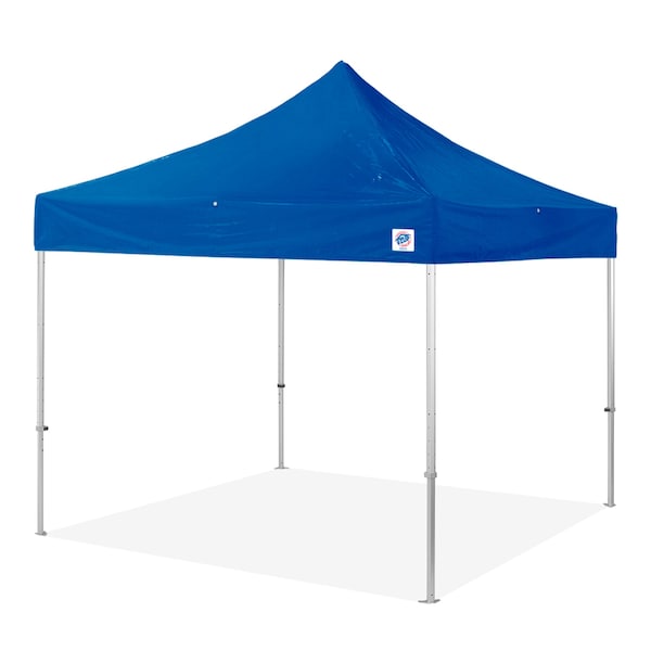 Endeavor Shelter, 10' W x 10' L, Gray Aluminum Frame, Blue Vinyl Top